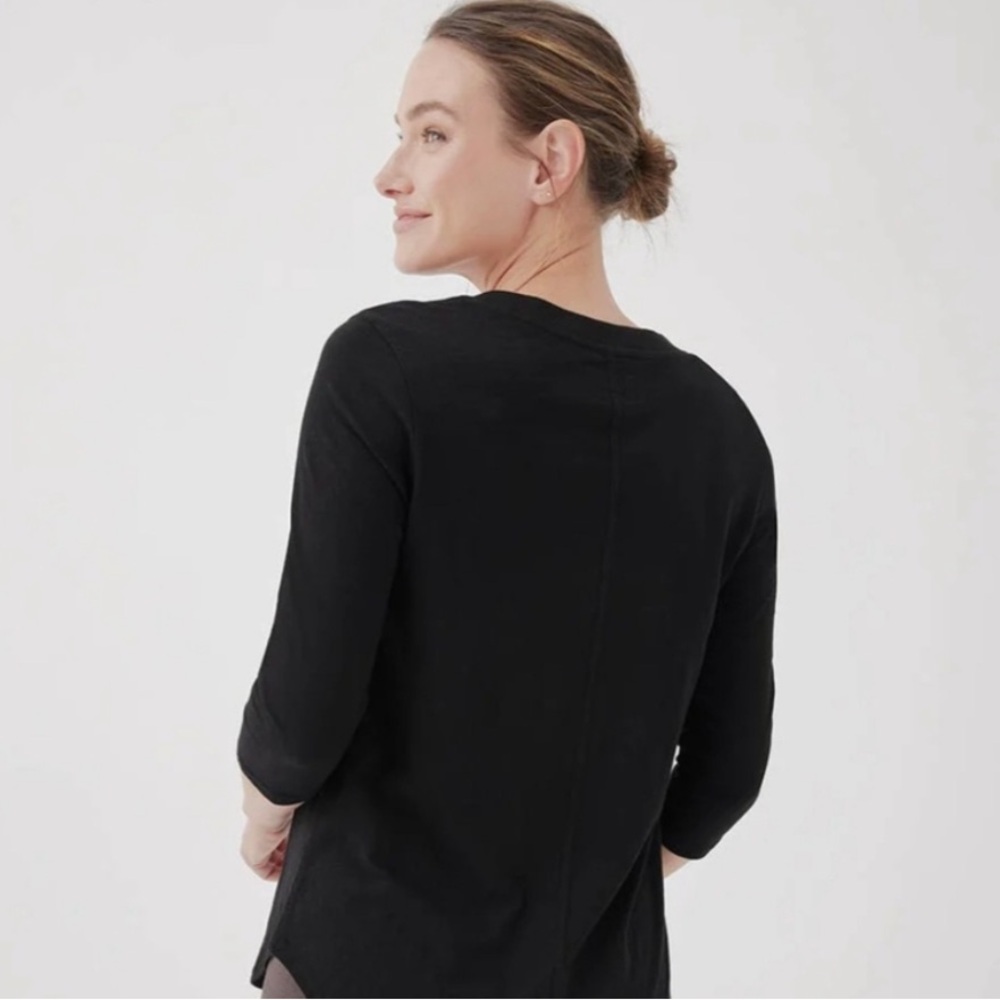 PACT Organic Black Shirt - 3/4 Sleeve Henley